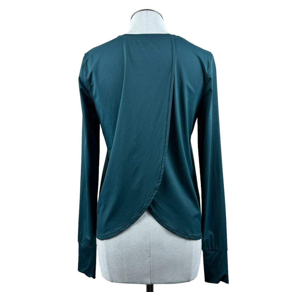 Women's Athleta Green Split Back Long Sleeve Activewear Nylon Blend Athleisure S
